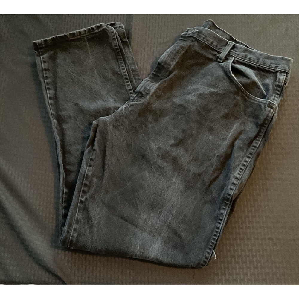 Rustler Jeans Mens 42x34 Black Washed Denim Straight Leg Five Pocket 100% Cotton